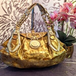 Rare vintage Versace gold and silver leather bag